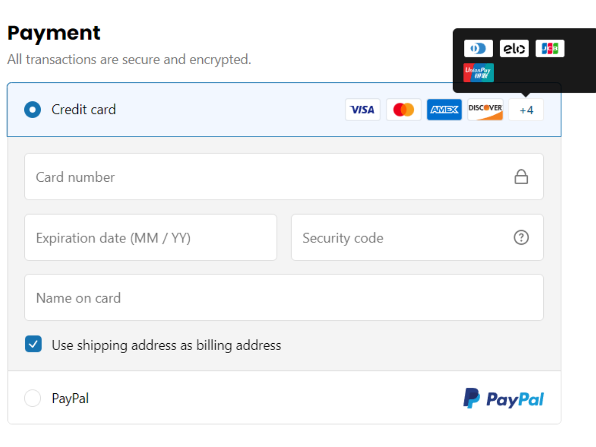 Types of payment method