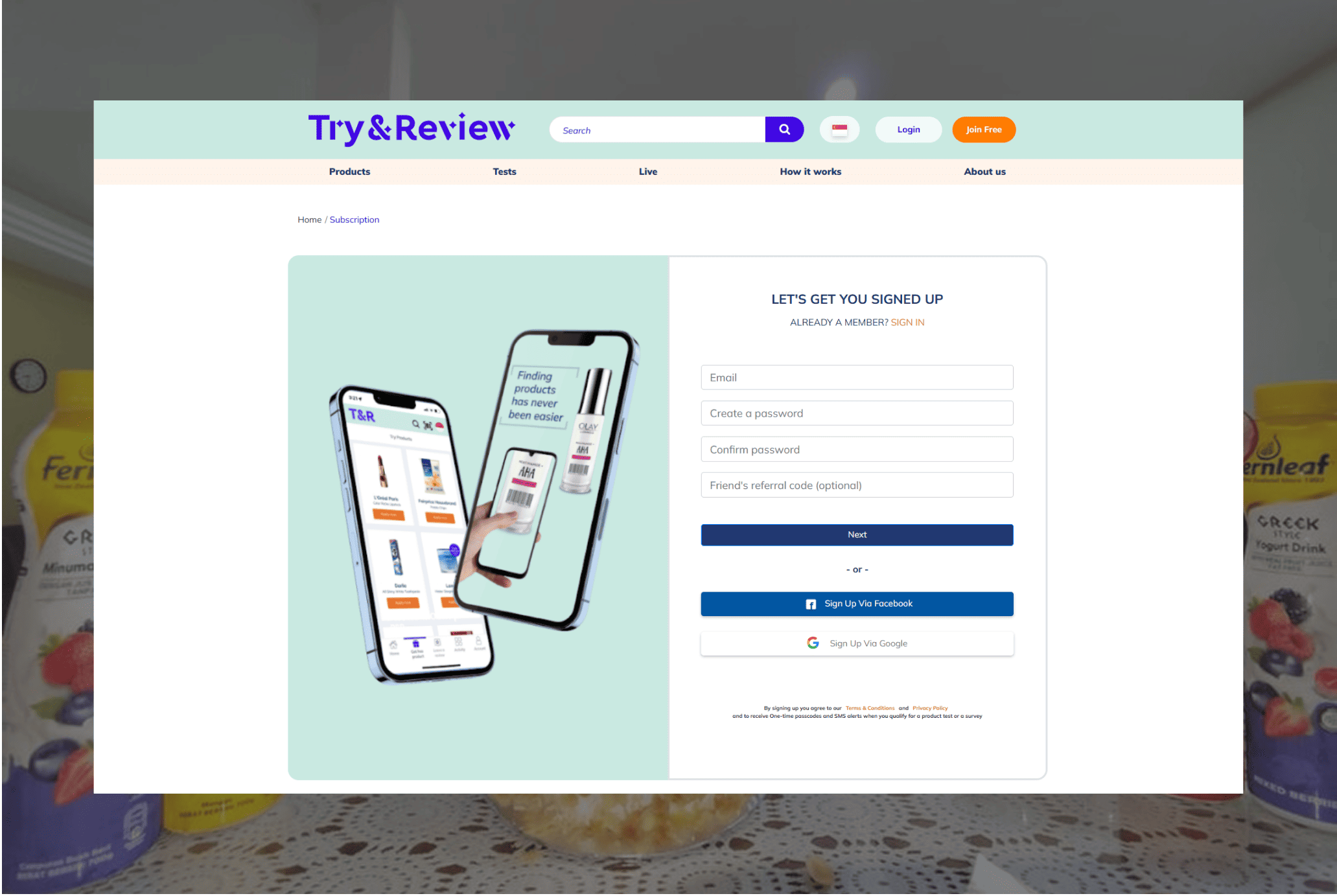 Try and Review-Users register to become members, apply for product trials, and if selected, receive products for free in exchange for an honest review
