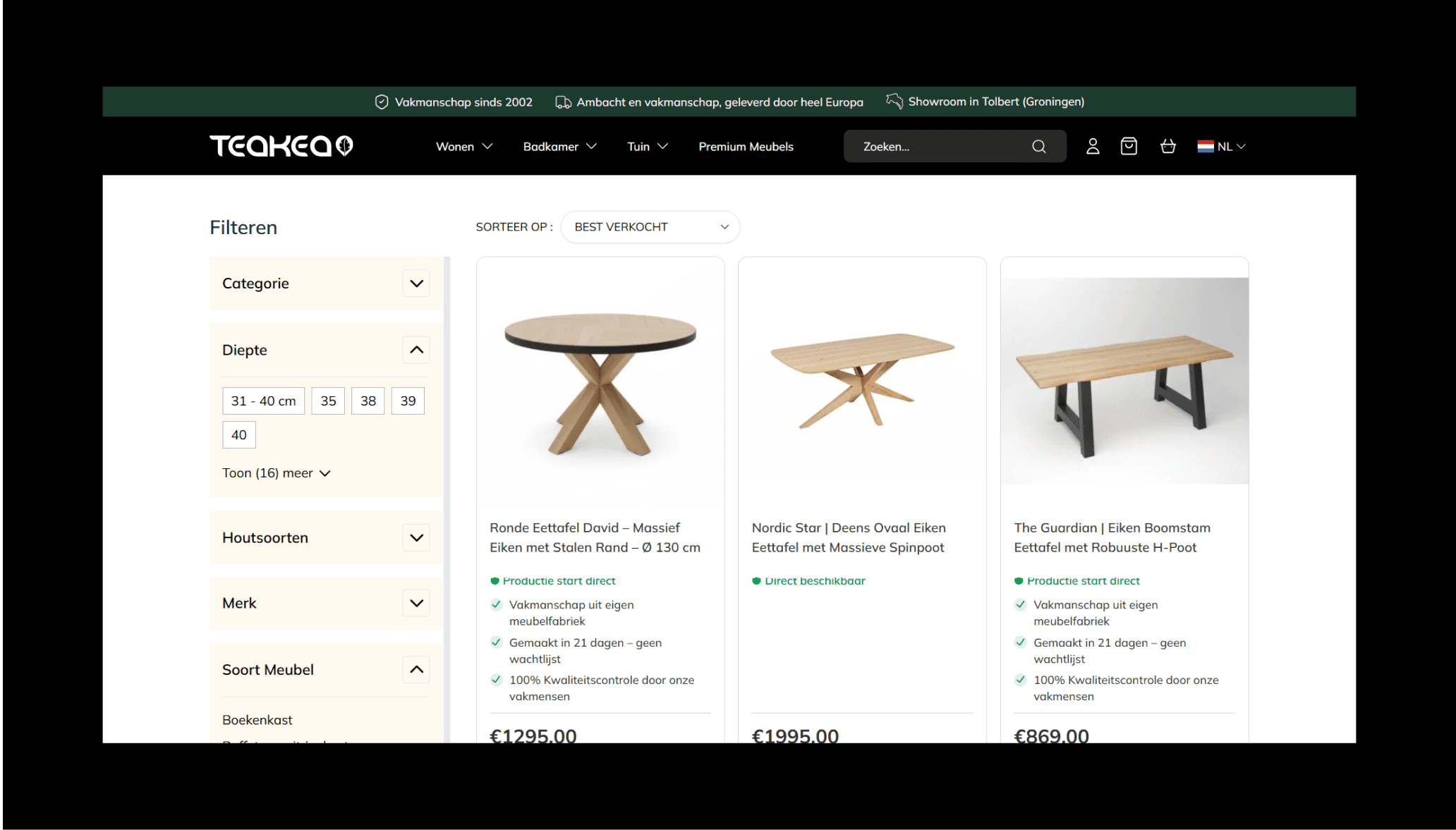 Teakea-Product Listing Page