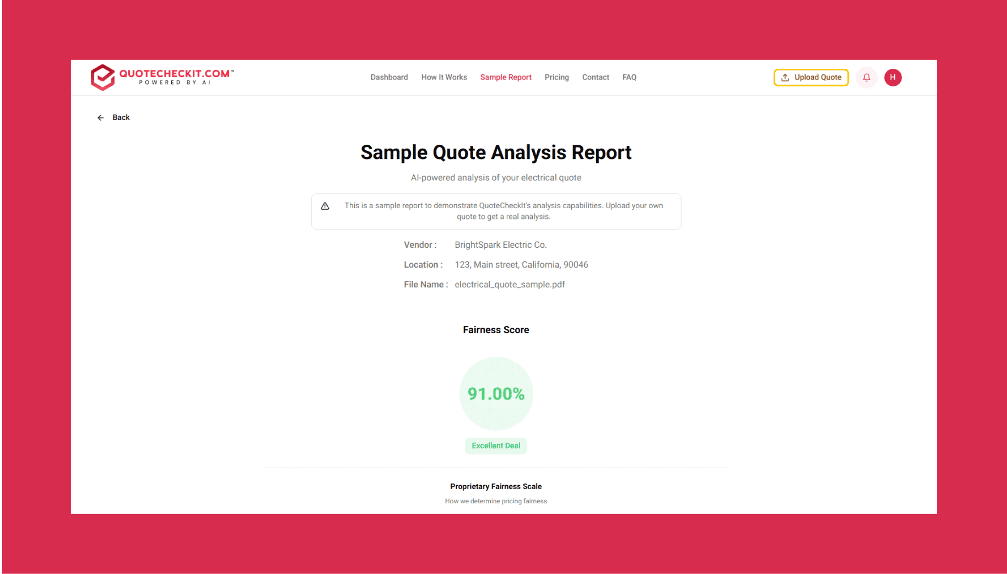 Techtic X QuoteCheck - Fairness Score